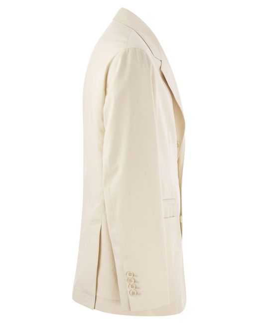 Brunello Cucinelli Natural Cotton And Cashmere Deconstructed Jacket With Patch Pockets for men