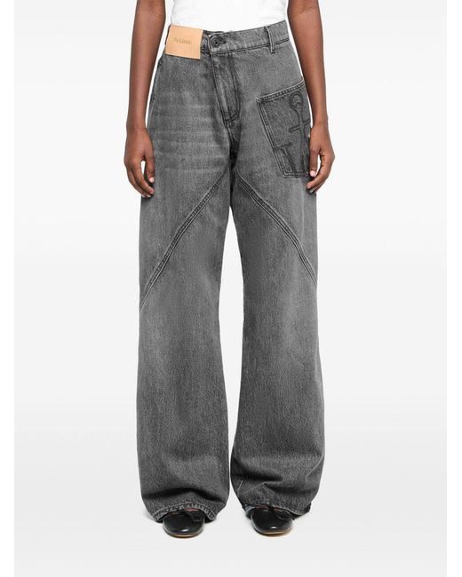J.W. Anderson Gray High-Rise Straight Leg Jeans With Twisted Seams