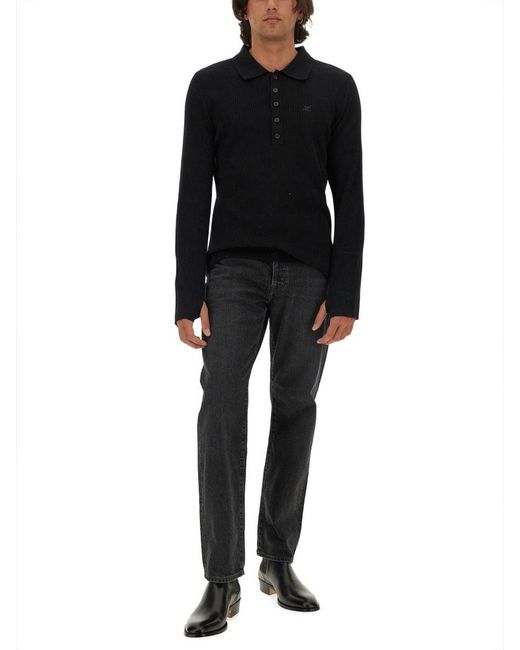 Courreges Black Slim Fit Polo for men
