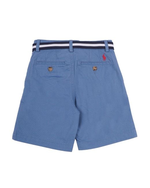 Polo Ralph Lauren Blue Bedford Shrt-Shorts-Flat Front Cotton Elastane Bermuda Short