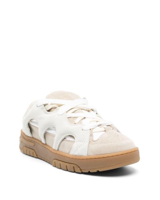 Santha White Curb Panelled Leather Sneakers for men