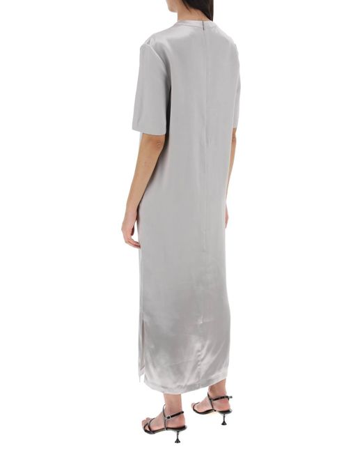 "Silk Maxi Dress Tuga di Loulou Studio in Gray
