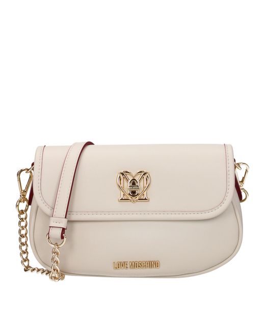 Love Moschino Natural Liebe Moschino -Umhängetaschen Frauen Polyurethan Beige/Elfenbein