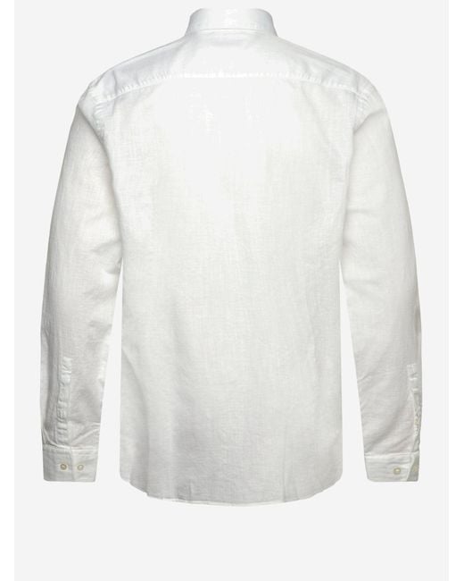 Boss White Cotton And Linen Shirt for men
