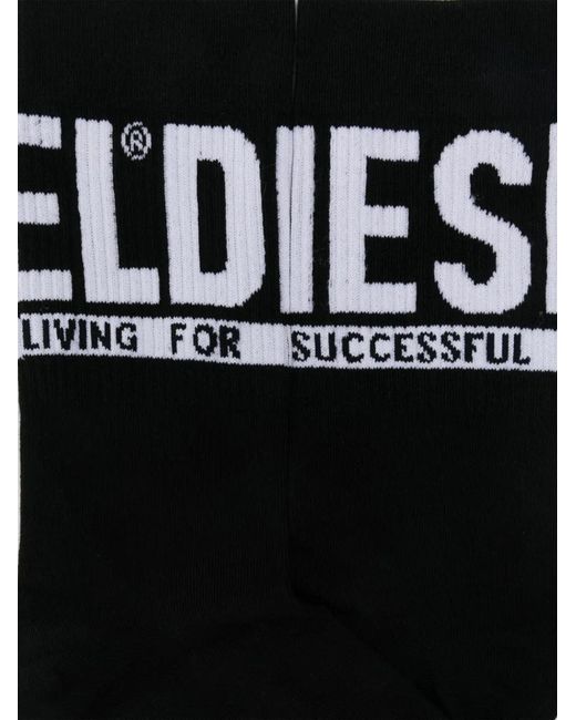 DIESEL Black Skm-Ray Three-Pack Socks for men