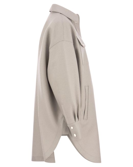 Herno Gray Resort Shirt In Lightweight Boiled Wool