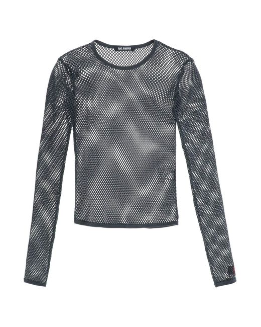 Langarm Fishnet Strick -T -Shirt Raf Simons de hombre de color Gray