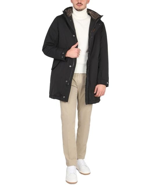 Moorer Gray High Neck Hooded Jacket