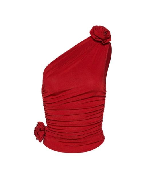 Magda Butrym Single Shouldered Ruched Top With Floral Detail