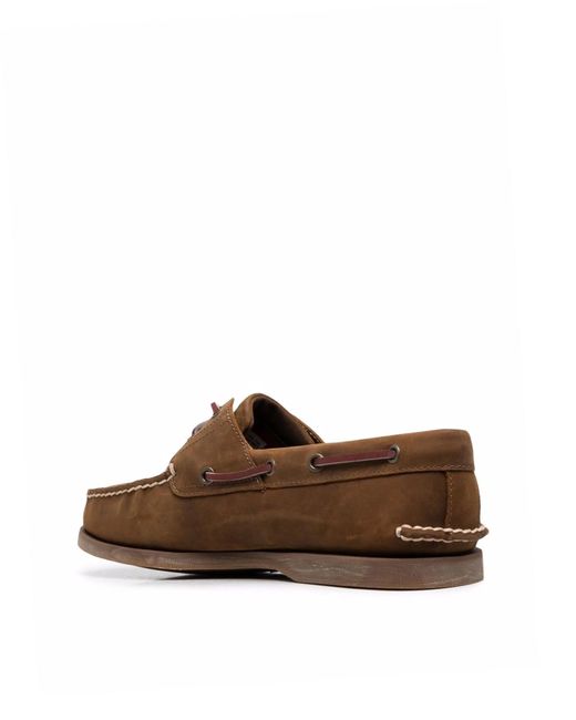 Timberland Brown Mocassini Marroni Da Barca Con Cuciture