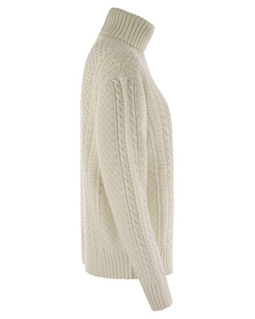 Fabiana Filippi White Turtleneck Jumper With Special Workmanship