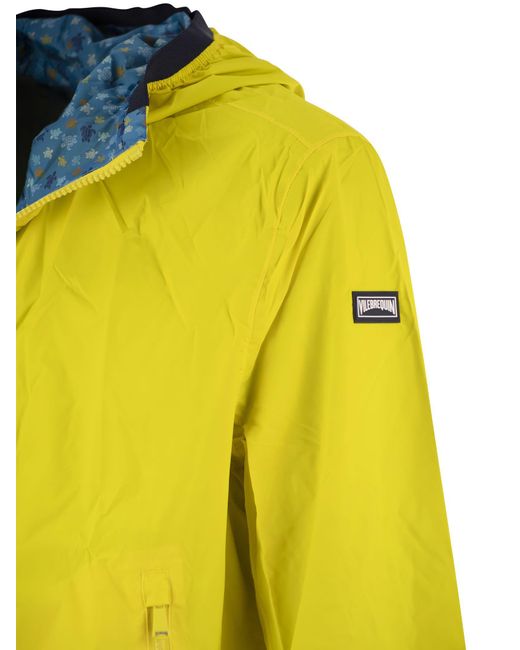 Vilebrequin Yellow Reversible Windbreaker Jacket With Turtle Pattern