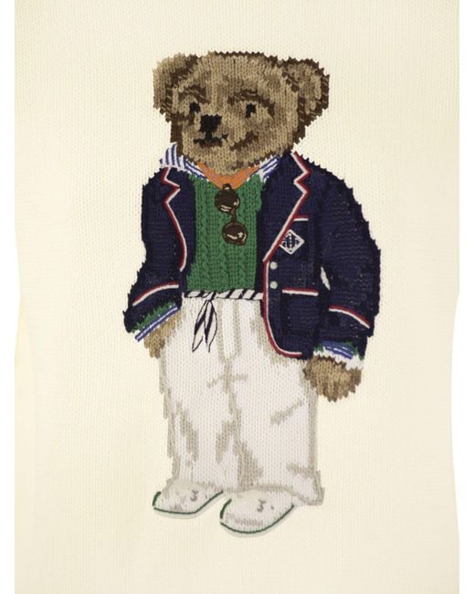 Bear Cotton Crew Camiseta de cuello Polo Ralph Lauren de color Natural