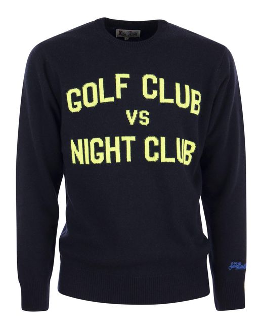 Mc2 Saint Barth Golf Vs Night Club Jumper In Wool And Cashmere Blend in het Blue