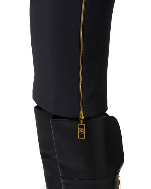 Elisabetta Franchi Blue Zip Detail Crepe Skirt