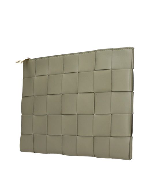 Bottega Veneta Green Cassette Pochette Leather/Travertine