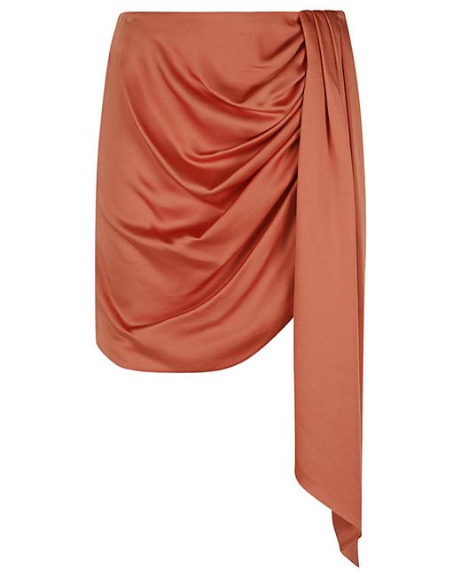 Jonathan Simkhai Mae Draped Satin Mini Rok in het Orange
