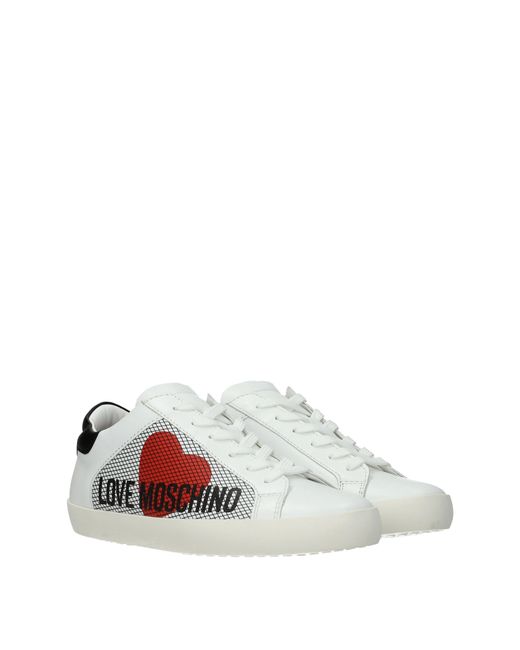 Love Moschino White Sneakers Donna Pelle Bianco