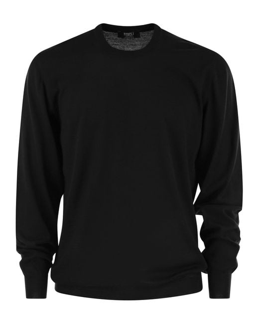 Fedeli Black Crew Neck Sweater for men
