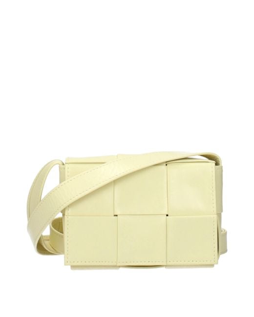 Bottega Veneta Metallic Cassette Crossbody Bags/Cream Leather
