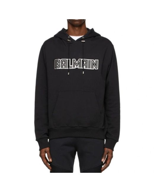 Balmain Black Logo Hooded Sweatshirt for men