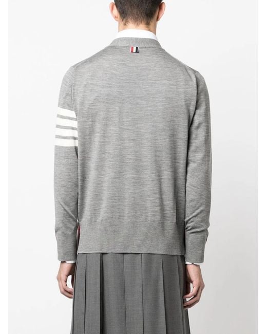 Thom Browne Gray 4-Bar Cardigan for men