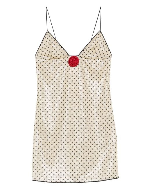 Oseree Multicolor Polka-Dot Appliqué Mini Dress