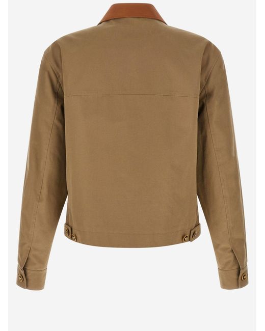 Versace Brown Cotton Jacket With Contrast Collar