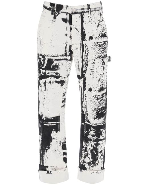 Alexander McQueen Fold Print Workwear Jeans in White für Herren