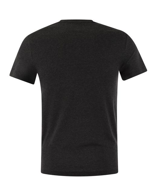 Slim Fit Algody T Shirt Polo Ralph Lauren de color Black