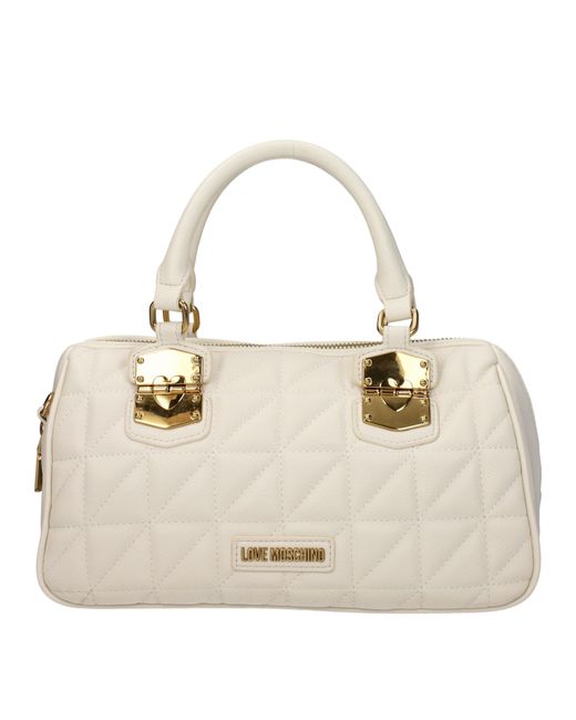 Amo bolsos de mano moschino mujeres poliuretano beige/mantequilla Love Moschino de color Natural