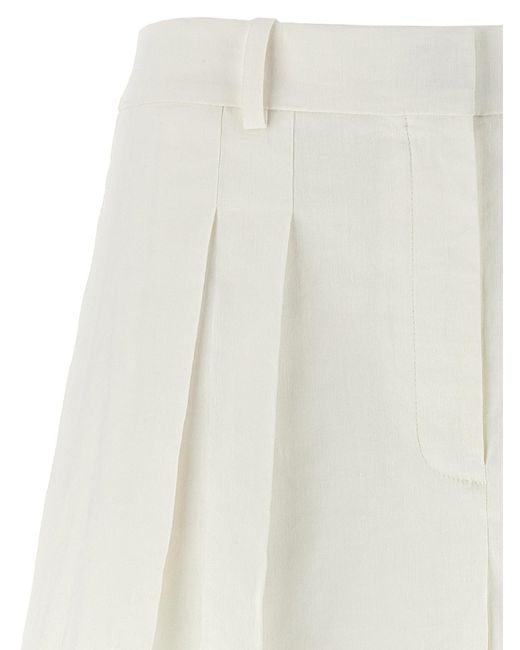 Theory Theorie Geplooide Bermuda Shorts in het White