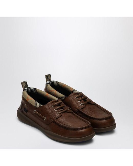 Burberry Brown Loafers With Check Trim