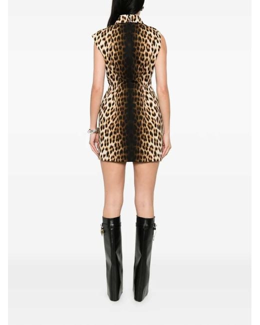 Sportmax White Lonza Short Dress With Animal Print
