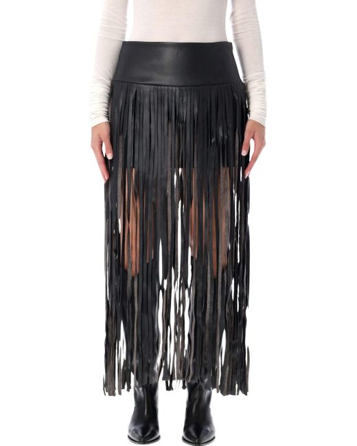 THE GARMENT Black Brooklyn Leather-Look Fringe Skirt