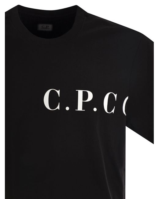C P Company T -Shirt mit Logo -Druck auf Brust und Rücken in Black für Herren