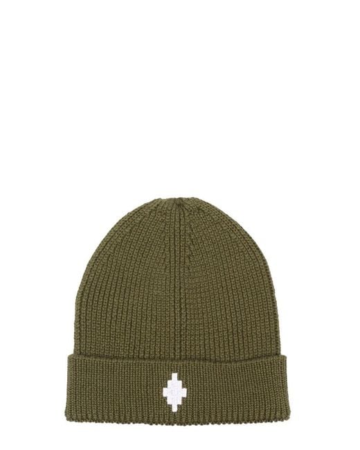 Marcelo Burlon Green Logo Cross Beanie