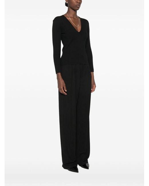 Totême Black V-Necked Sweater