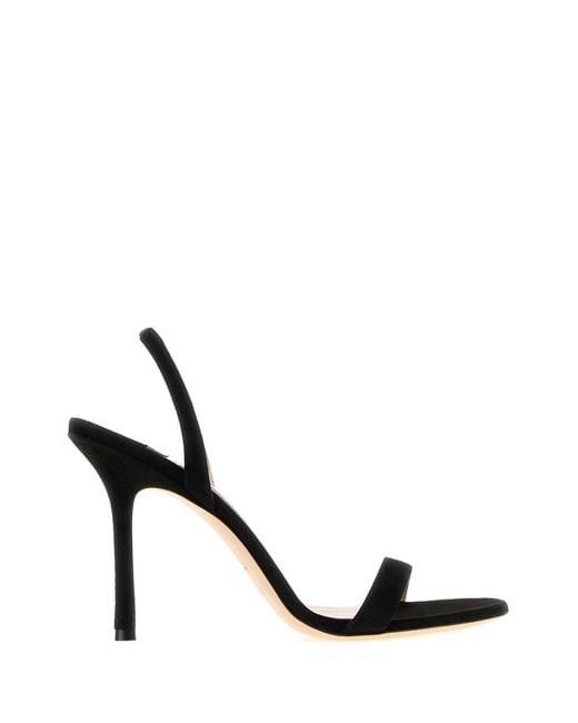 Jimmy Choo Black Solid Round Toe Heels