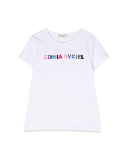 Sonia Rykiel White T Shirt Logo Contrasting Profiles