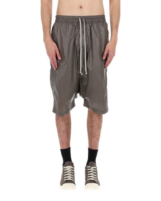Rick Owens Gray Solid Shorts for men