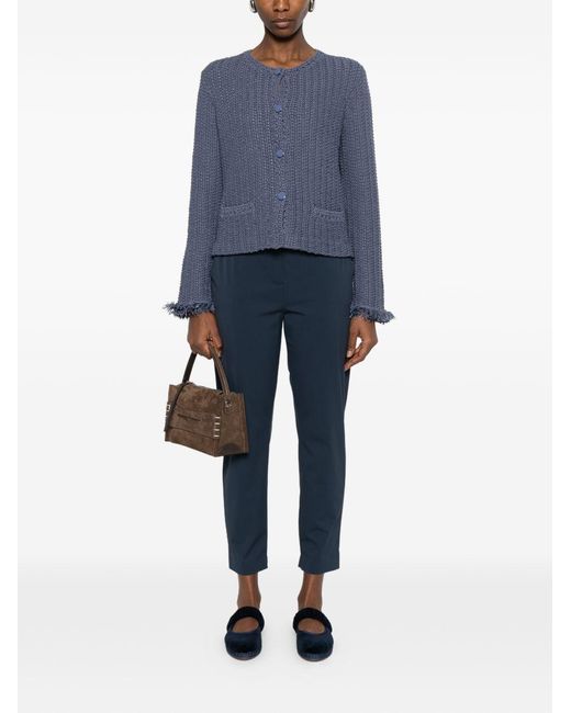 Emporio Armani Blue Cotton Blend Blazer Jacket