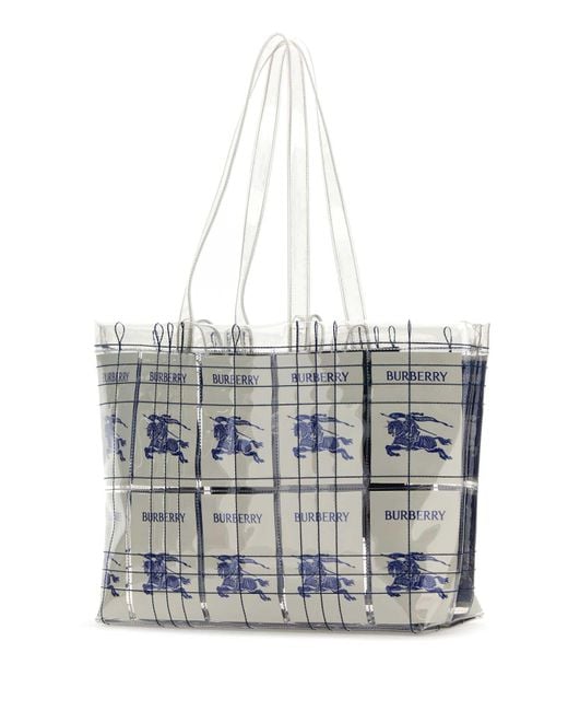 Burberry White Embroidered Pvc Shopping Bag for men