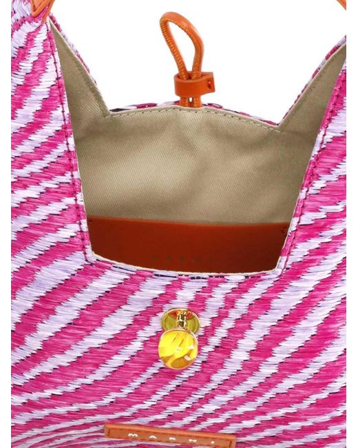 Marni Pink Trapez-Einkaufstasche mit Logo