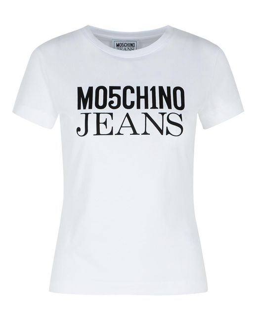 Moschino White Moschino -Jeans weiße Baumwoll -T -Shirt