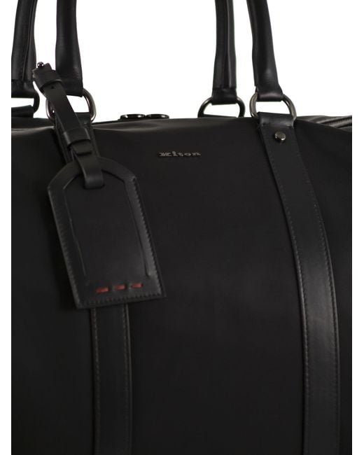 Kiton Black Duffel Bag With Leather Inserts for men