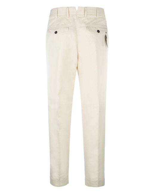 PT Torino Cream Broek Met Taps Toelopen in het Natural voor heren