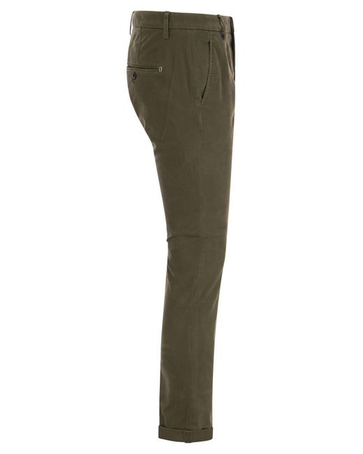Dondup Gauuwbert Slim Fit Gabardine -broek in het Green