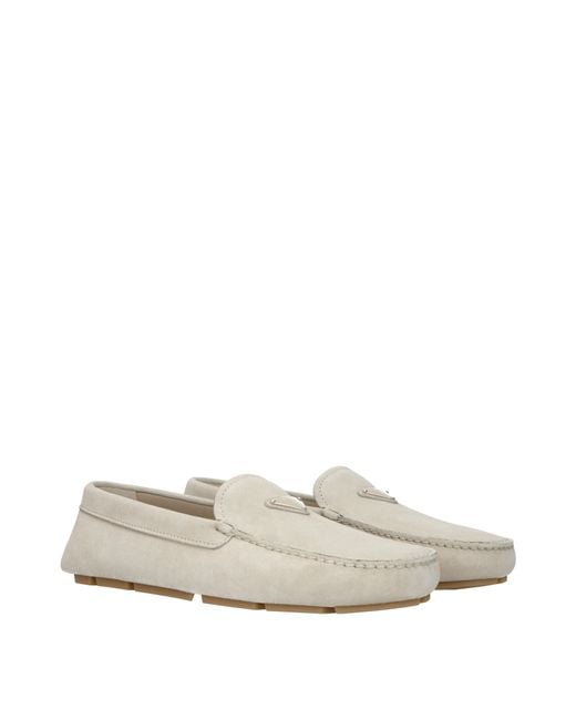 Prada Natural Suede/Pumice Loafers