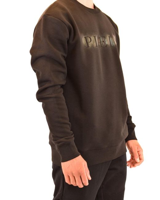 Philipp Plein Brown Glossy Embossed Sweatshirt With Crew Neck for men